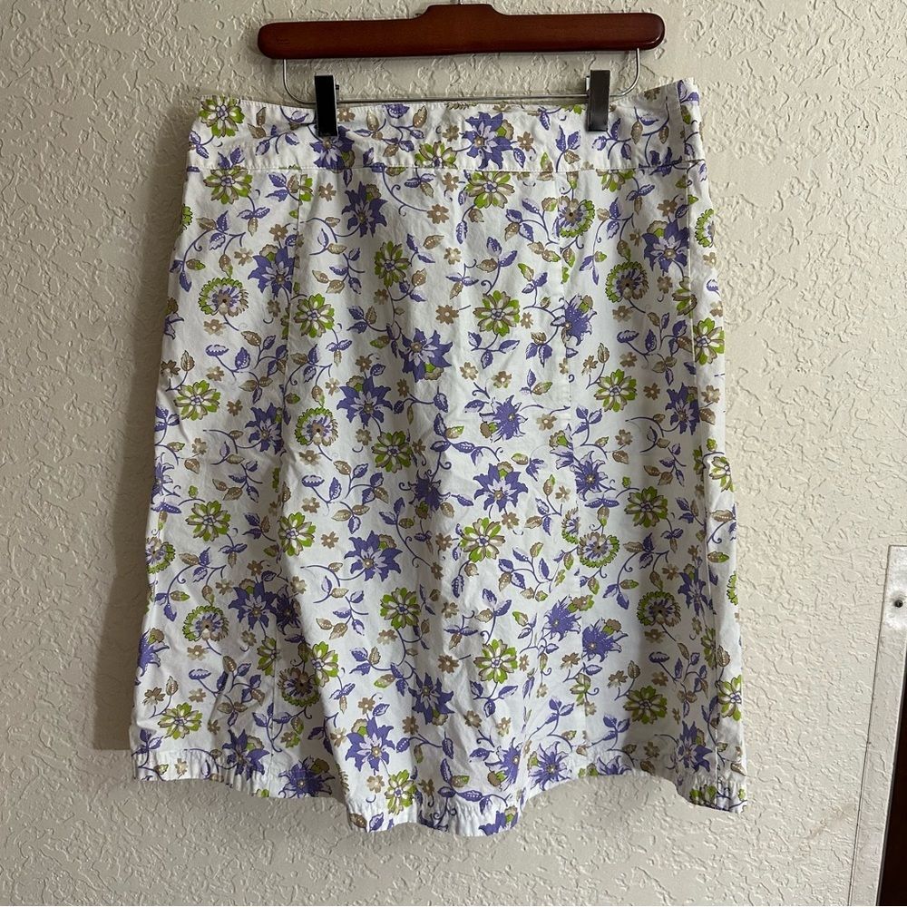 Eddie Bauer Ditzy Purple Floral 100% Cotton Skirt Size 14‎